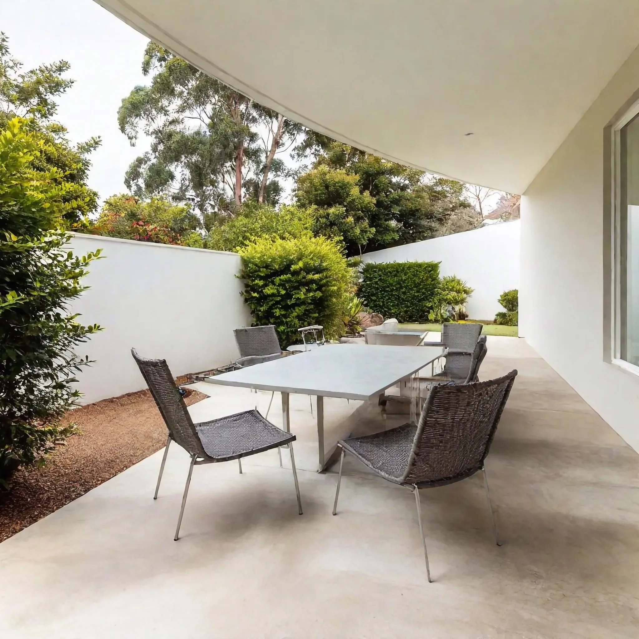 Concrete patio area with textured finish