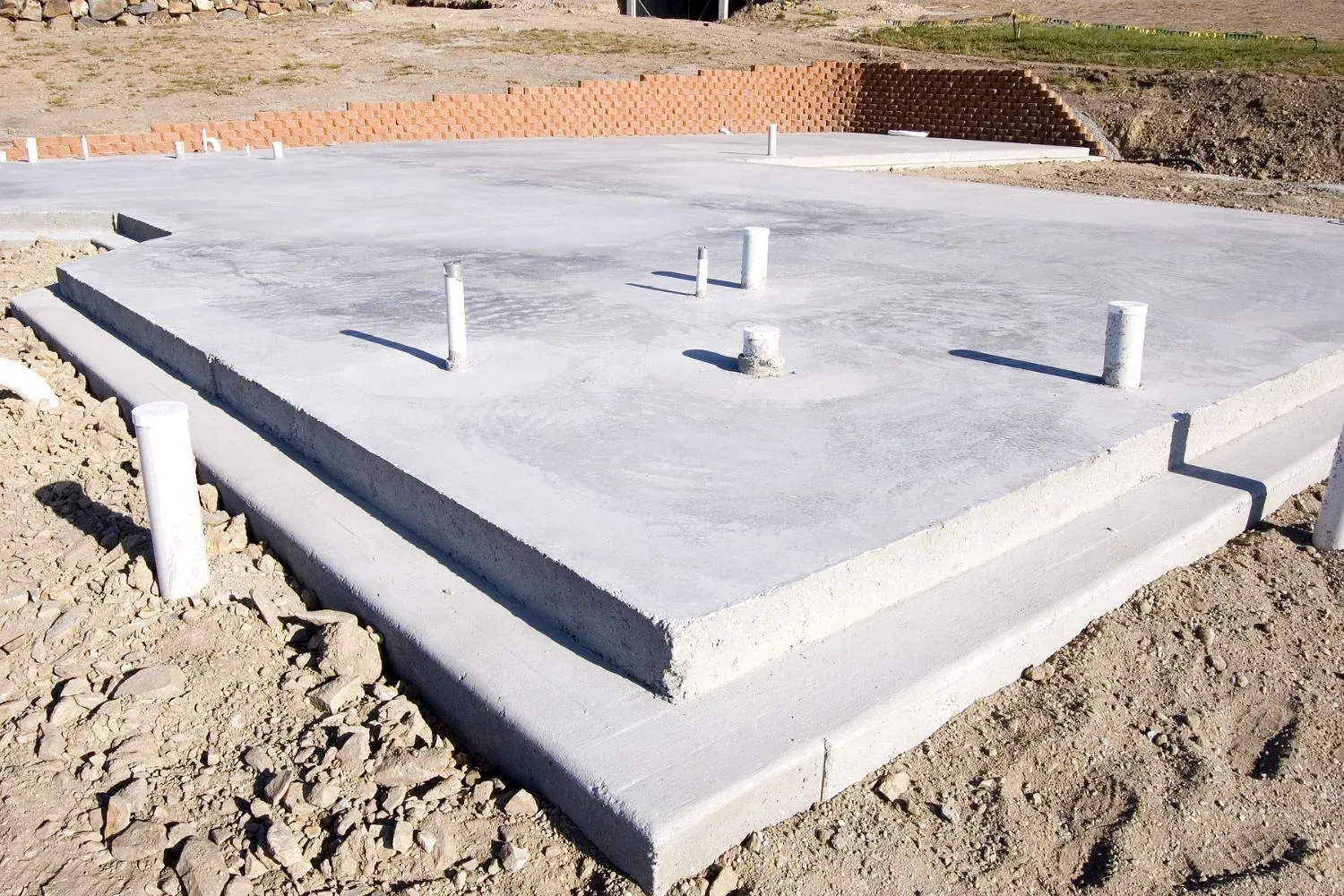 Concrete slab poured for a garage floor