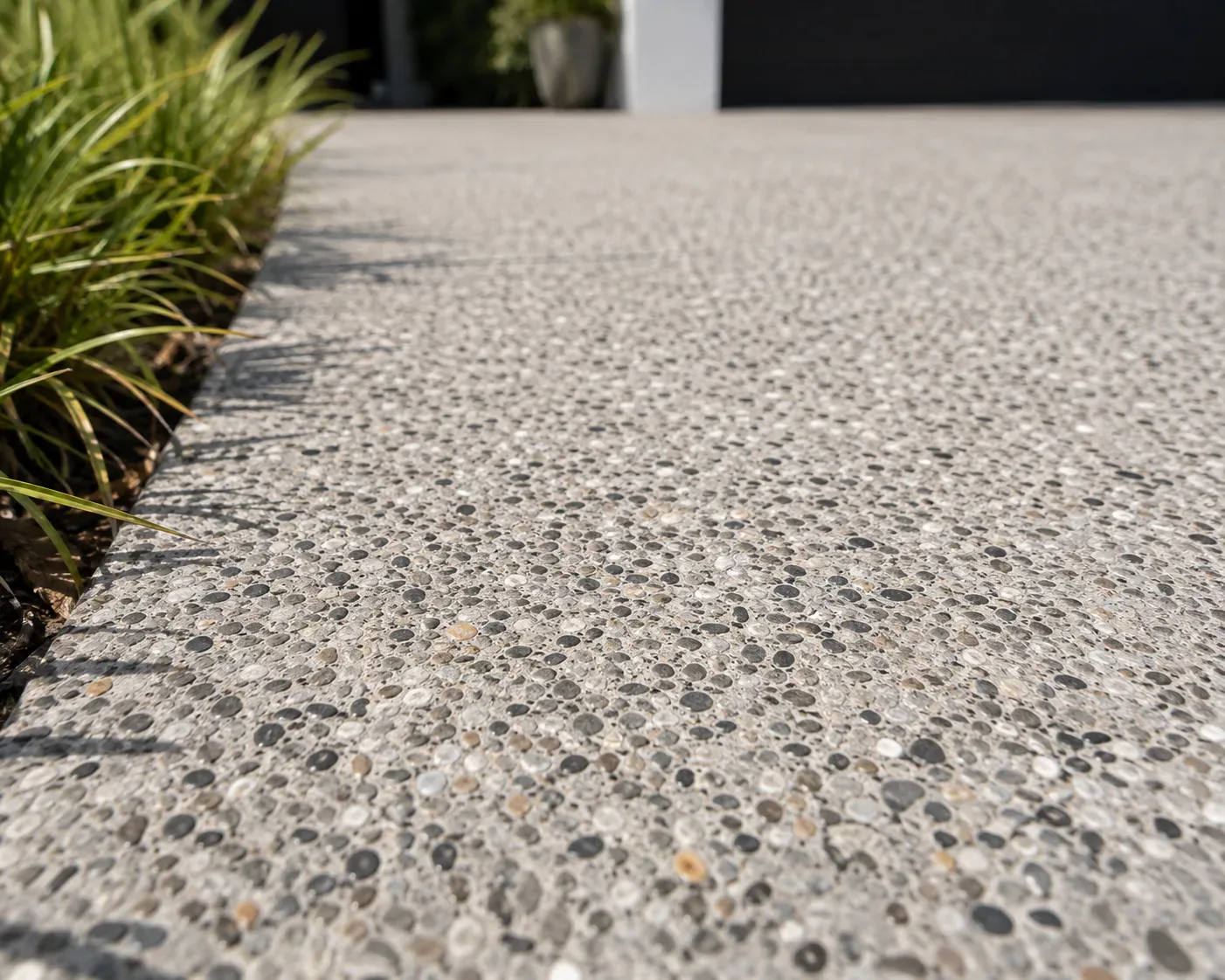Close-up of exposed aggregate concrete texture